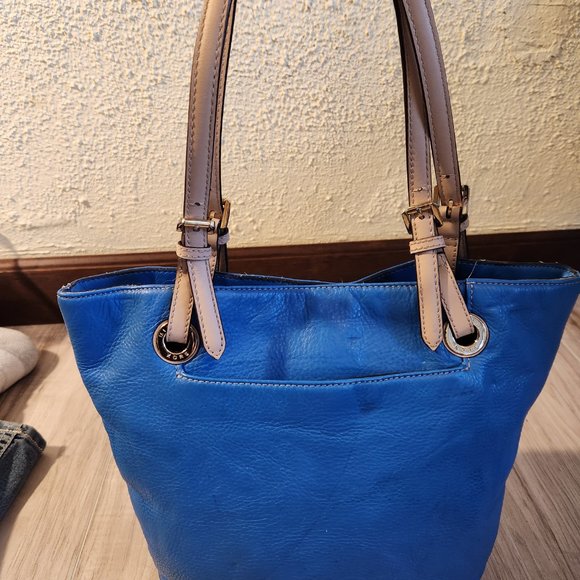 Michael Kors Blue Leather Shoulder Bag Purse - Picture 3 of 12